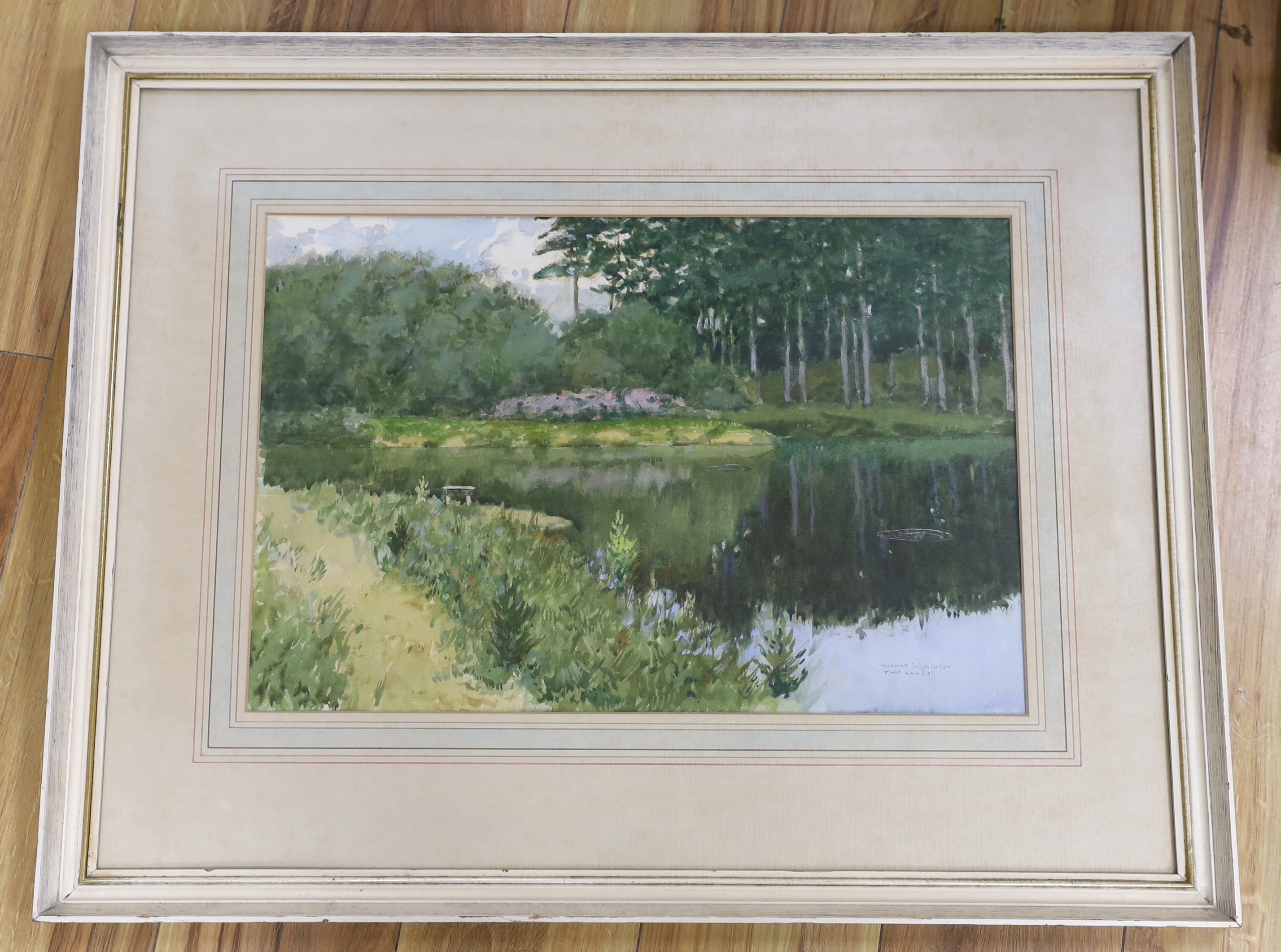 Norman Wilkinson (1878-1971), watercolour, 'Two Lakes', signed, 35 x 53cm